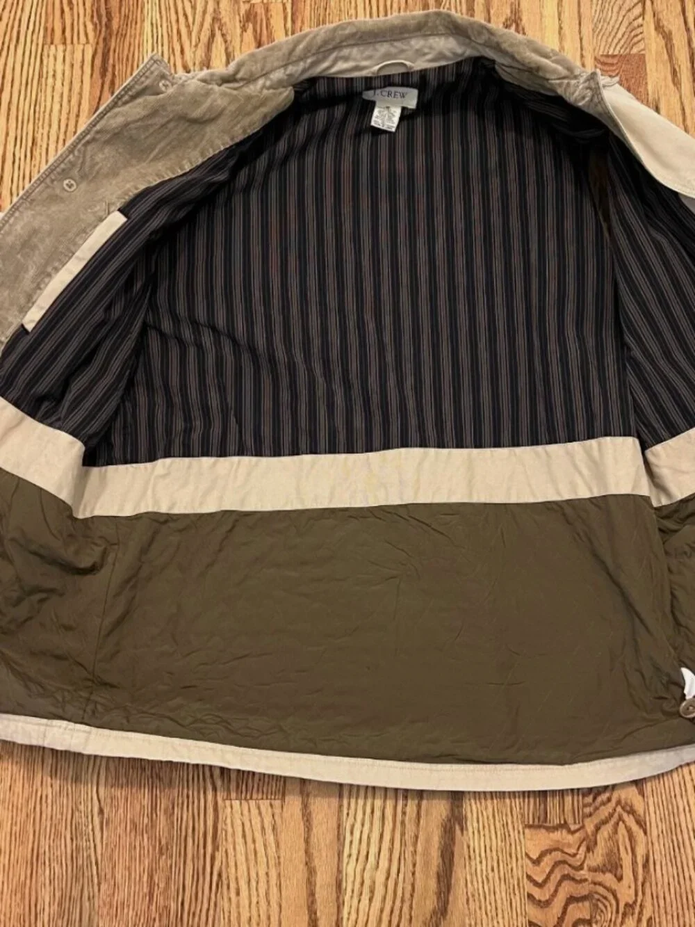 J. Crew Barn Chore Field Jacket Mens Medium Stripe Lining Corduroy Collar